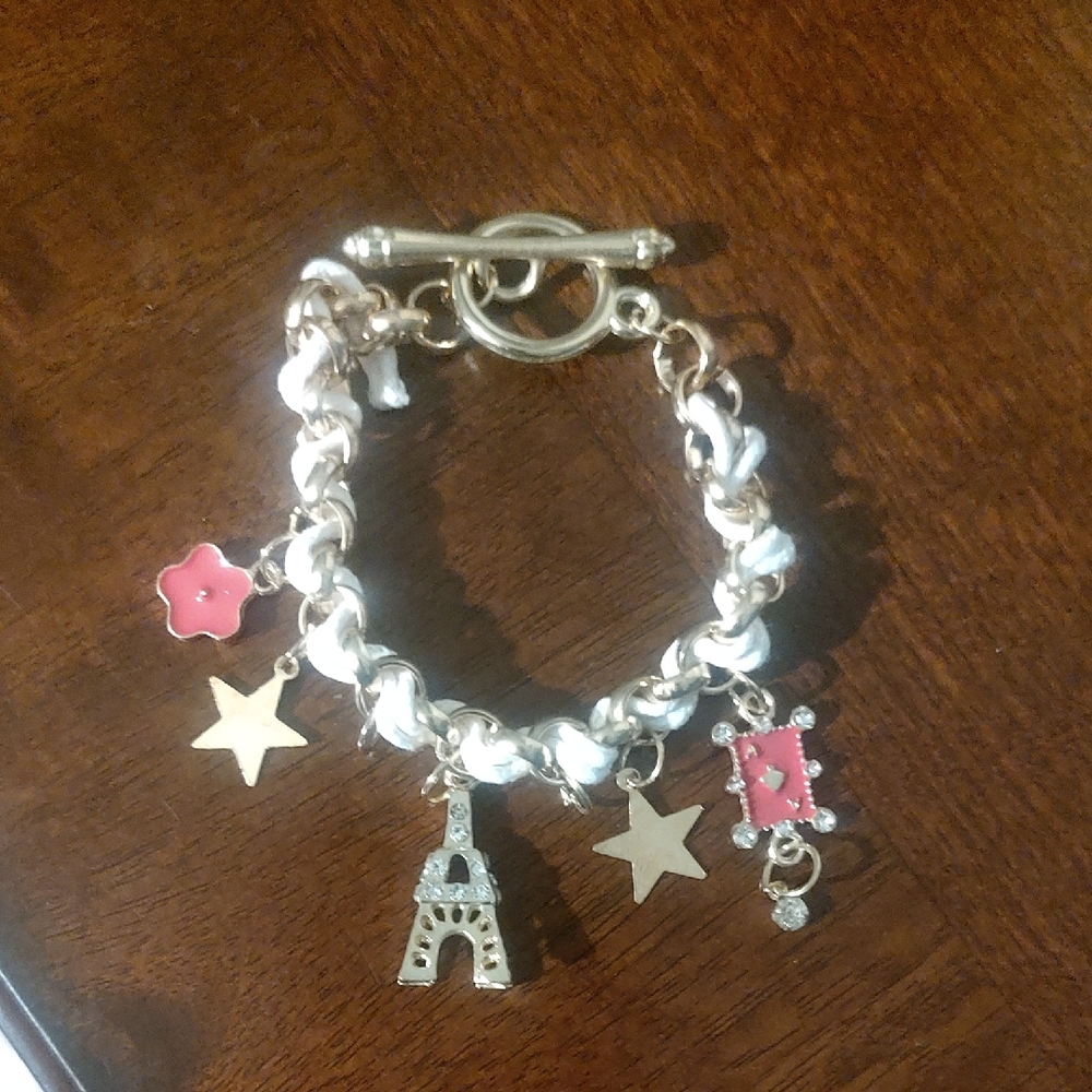 Gold and Pink Charm Bracelet for Kids